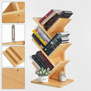 Étagère à livres en bois design arbre minimaliste moderne, étagère à livres en forme d'arbre à 5 niveaux avec étagère ouverte inclinée <span class=keywords><strong>pour</strong></span> la décoration de la pièce - Product Image 4
