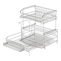 WIREKING Égouttoir à vaisselle réglable à 2 niveaux 337-630mm en acier inoxydable 304 avec porte-assiettes et support à baguettes