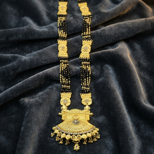 Wholesale 24K Micro Gold AD Stone Big Pendant Mangalsutra, Traditional Wedding Mangalsutra, Forming AD Stone Long Mangalsutra. - Product Image 1