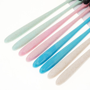 <b>Wheat</b> Straw Bamboo Charcoal Toothbrush 10 <b>Pack</b> Soft Bristle Travel Portable Adult Manual Toothbrush - Product Image 4