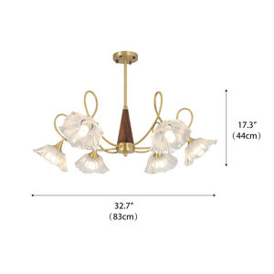 Lámpara de Araña Nórdica de Mediados de Siglo, para Sala de Estar o Comedor, de Latón, Vidrio y Nogal, LED, de Alta Calidad, Nuevo Diseño, Ercole - Product Image 5