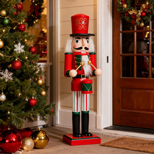 Soldat <span class=keywords><strong>casse</strong></span>-<span class=keywords><strong>noisette</strong></span> en bois, style campagnard américain, peint, pour cheminée, arrière-plan de sapin de Noël, table de chevet, bureau - Product Image 1