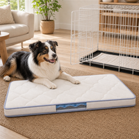 Coussin de lit pour animaux de compagnie d'intérieur avec dessus matelassé, base antidérapante en silicone, fenêtre transparente et design rafraîchissant pour cages métalliques - Prêt pour le voyage