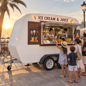 Remorque à glaces et jus 4,8 m style rétro Airstream, structure en aluminium, compartiments isolés, cuisine mobile extérieure - Product Image 1