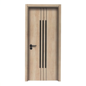 Fábrica china Simple moderno de madera con acabado de melamina puerta de acero de diseño de madera de entrada blindado doble puertas de materiales de construcción Mel - Product Image 3