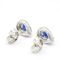 Parure de bijoux fantaisie classique : boucles d'oreilles clous et collier en saphir, or jaune 18K, 14K, 9K, 0,24 ct – Cadeau idéal pour anniversaire, fiançailles, mariage
