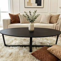 Table basse de luxe en marbre noir de style minimaliste pour hôtel, villa, salon, chambre à coucher