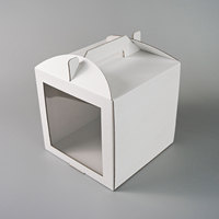 Boîte à gâteau carrée personnalisable avec poignée, en papier enduit de cire imperméable avec impression dorée, design robuste