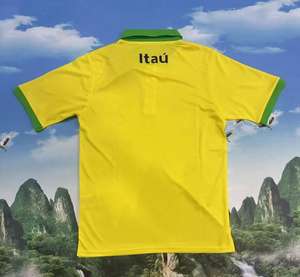 เสื้อโปโลฟุตบอลสีเหลืองของทีมชาติบราซิล หมายเลข 25-26 สำหรับผู้ชาย ชุดยูนิฟอร์มโปโลสีฟ้าอ่อน ผลิตจากโพลีเอสเตอร์ 100% คอตั้ง แขนสั้น สำหรับนักเตะ - Product Image 2