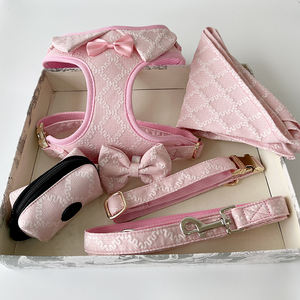 Yeni Stil Güzel Pembe Kareli Köpek Tasması ve Kayışı Lüks Köpek Tasması Ayarlanabilir Köpek Tasması Yeleği - Product Image 1