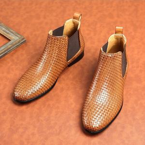 Botas de Tobillo para Hombre, Primavera-Otoño, Parte Superior de Cuero Genuino con Estampado de Leopardo, Suela de Goma, Impermeables, para Trabajo - Product Image 3