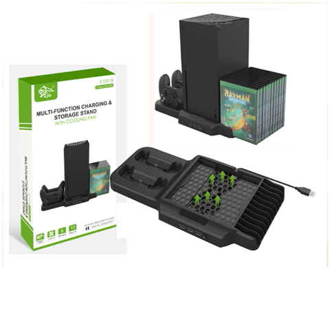Hot Sale for Xbox Series X Dual Charging Station with Disc Holder Cooling Fan for Xbox Series X/S Console Vertical Stand