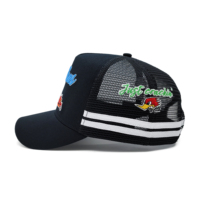 Casquette de camionneur personnalisée de haute qualité classique de l'Australie Pays à profil haut 5 panneaux avec broderie de logo à rayures latérales Casquettes de camionneur à rabat