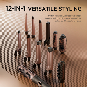 <span class=keywords><strong>PRITECH</strong></span> 12-en-1 Profesional Curling Wand 12 Cabezal de repuesto Curling Iron All in One Curling Wand Set con cepillo térmico - Product Image 2