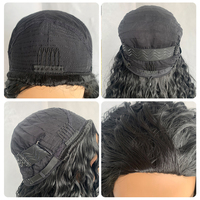 Perruque mi-longue 3 en 1 sans couture, bouclée et crépue, 24 pouces # Extensions de queue de cheval en fibre synthétique résistante à la chaleur 1B, aspect naturel pour femmes noires