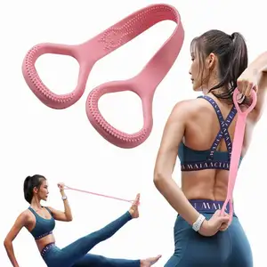 Abbildung 8 Fitness-Gummiband mit Griffen Arm Back Training Elastische Seile für die Physiotherapie Yoga Pilates Stretching