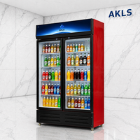 Réfrigérateur vertical commercial à température unique pour boissons, avec commande mécanique et 2 portes, pour les magasins et les supermarchés