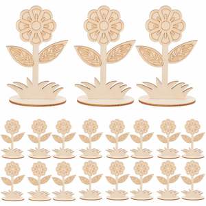 Wholesale Wooden Flower Ornaments Blank Flower Shape <b>Wood</b> <b>Slices</b> for DIY Crafts and Decorations Dropshipping - Product Image 1