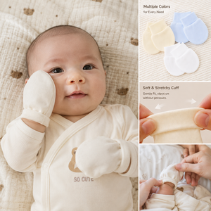 Guantes de Algodón Orgánico para Bebés Recién Nacidos, Antiarañazos, con Logotipo Personalizado, Estilo Minimalista, Venta al Por Mayor - Product Image 2