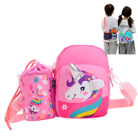 Sac à dos enfant avec porte-bouteille, sac messager dinosaure dessin animé, sac de voyage licorne mignon, pochette extérieure pour tout-petit, OEM
