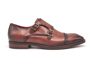 Chaussures habillées marron pour hommes à double boucle, en cuir véritable, à bout capuchon, idéales pour mariage, bureau, affaires et soirées - Product Image 5