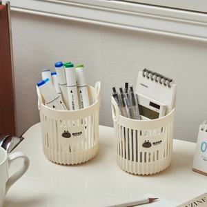 Cubo de Almacenamiento Redondo de Plástico PP MONR, Sostenible, con Doble Asa, para Material de Oficina, Brochas de Maquillaje, Organizador de Escritorio para Uso Doméstico - Product Image 2