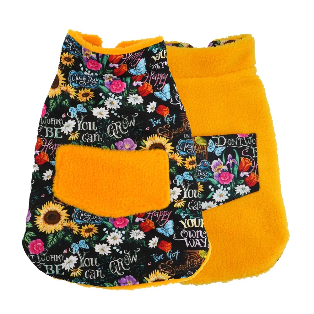 Abrigo cálido de lana de girasol para perros, chaquetas para mascotas, ropa de invierno Reversible para perros pequeños, medianos y grandes