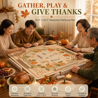 Tapis de Mahjong en Néoprène 3mm Imprimé, Vente Directe Usine, Accessoire de Jeu de Table Personnalisé pour Thanksgiving
