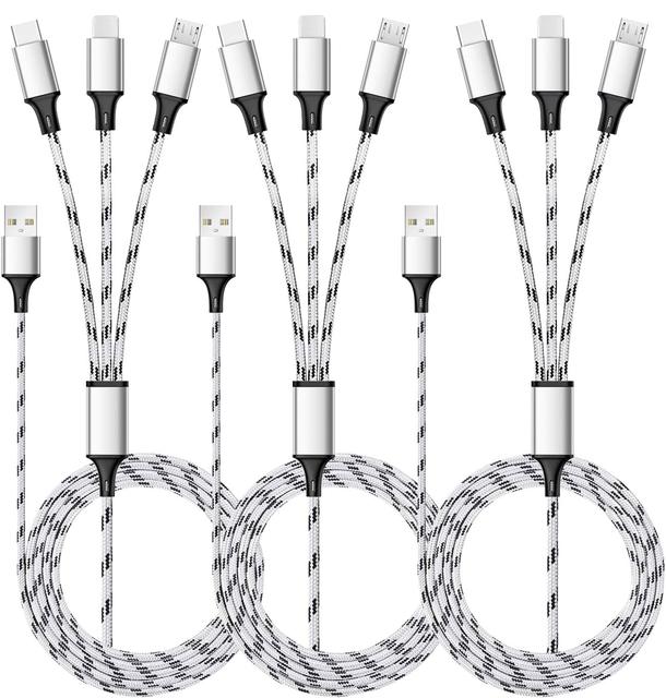 Multi Function Nylon Braided 3 ft 6 ft 10 ft Durable Colorful Customized Service Fast Charging Usb Type c 3 in 1 Usb Cable
