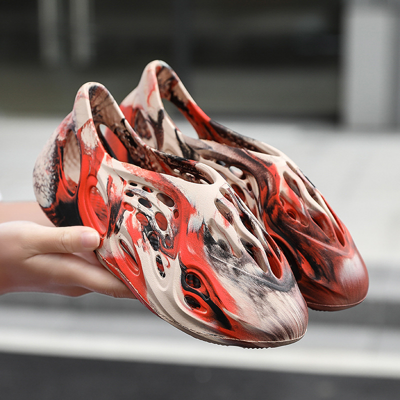 Кроссовки yeezy камуфляжные для мужчин и женщин, модные сандалии с дырками, спортивная обувь для пляжа, лето 2021