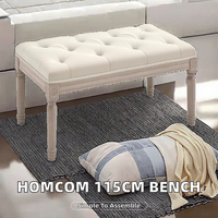 Banc d'appoint contemporain en tissu, tabouret ottoman capitonné pliable pour chambre, couloir, salon, blanc crème