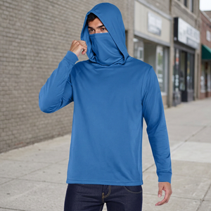 Sweat à capuche de pêche UPF 50 100% polyester imprimé avec logo personnalisé, manches longues, séchage rapide, respirant, design personnalisé, masque facial intégré - Product Image 3