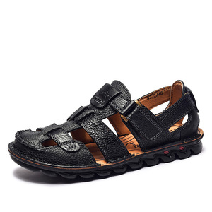 Sandalias de Verano para Hombre, de Cuero Genuino, con Tiras Cruzadas, Punta Cerrada, Suela de Goma Transpirable, Zapatos Casuales para Exteriores, Talla 47 48 - Product Image 3