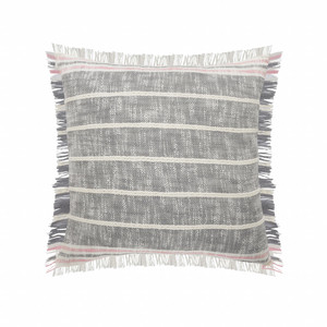 Cuscino HMS in cotone 100% a righe 20 \ "X 20 \" grigio rosa-decorativo e decorativo - Product Image 1