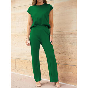 Conjunto Casual de Dos Piezas para Mujer: Chaleco sin Mangas de Punto y Pantalones Anchos de Punto - Product Image 5