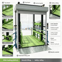 Plateforme de travail sur rail de guidage avec dispositif de sécurité anti-chute, élévateur vertical hydraulique