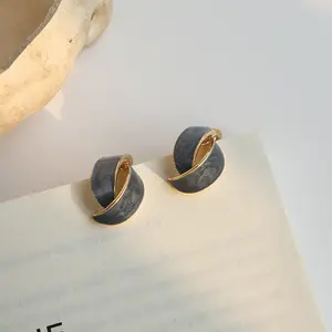 Pendientes de plata de ley 925 con forma geométrica irregular, joyería de lujo, esmalte que combina con todo, para mujeres