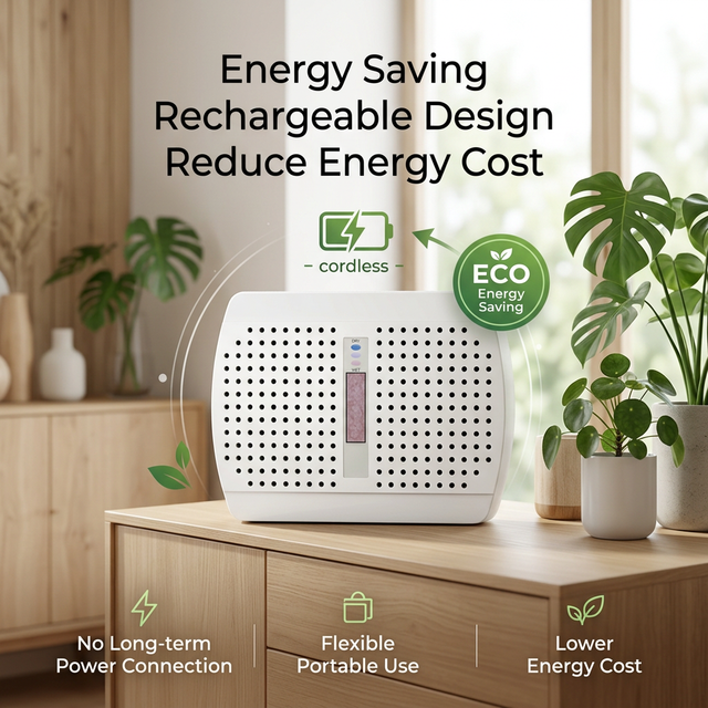 MD637 Rechargeable Mini Dehumidifier for Enclosed Spaces, Cabinets, Closets and Bathrooms, Renewable Mini Dehumidifier