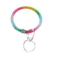 LWK70099 Design Shinny Kristall Strass Armband Schlüssel ring Armband Regenbogen Großer Kreis Armreif Schlüssel bund Für