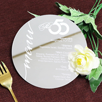 Carte d'invitation en acrylique argenté de taille personnalisée Carte de menu I avec texte en feuille blanche pour la célébration de mariage et d'anniversaire