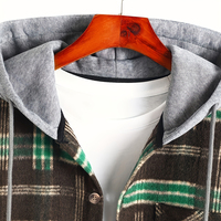 Dropshipping Veste à capuche à manches longues à carreaux pour hommes, veste chaude et décontractée à la mode pour l'automne, tissu d'extérieur