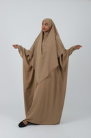 Abaya musulmane en soie Abaya Farasha Khimar Robe musulmane pour femme Design personnalisé Premium Taupe