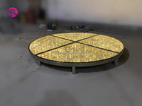 Plancher de danse LED à lumière étoilée 3D, cadre métallique portable, verre rond doré, scène de mariage pour les événements, décoration de fête