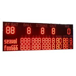 Placa de placar de beisebol com 7 segmentos, display de pontuação 5.7x1.92m, à prova d'água para uso ao ar livre, instalação fixa colorida