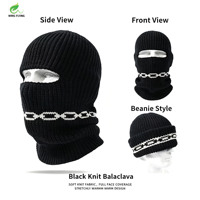 Cagoule tricotée chaude d'hiver Wins Flying avec logo brodé semi-personnalisé, masque facial à trois trous, cagoule de ski