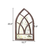 Ferme à la main maison décorative bois naturel arqué encadré miroirs suspendus Espejos fenêtre forme rustique miroir mural en bois