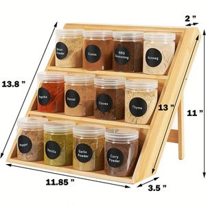 3 Tier Bamboo Spice Rack <b>Storage</b> Wooden Spice Rack Shelf <b>Kitchen</b> - Product Image 5