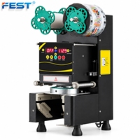 Machine de scellage automatique de gobelets à bulles FEST à commande numérique, scelleuse de film en rouleau pour l'emballage des boissons en magasin