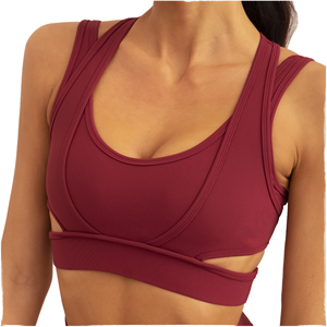 Soutien-gorge <span class=keywords><strong>de</strong></span> sport côtelé à découpes au dos pour femme, léger, respirant et rembourré, idéal pour le yoga, le Pilates, la course et la gym - Product Image 1
