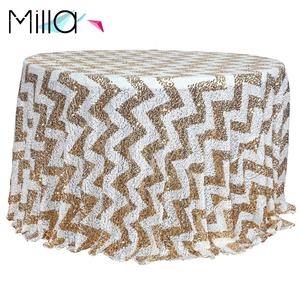 Zig Zag-Mantel de lino para mesa, lentejuelas onduladas, <span class=keywords><strong>alquiler</strong></span> - Product Image 2